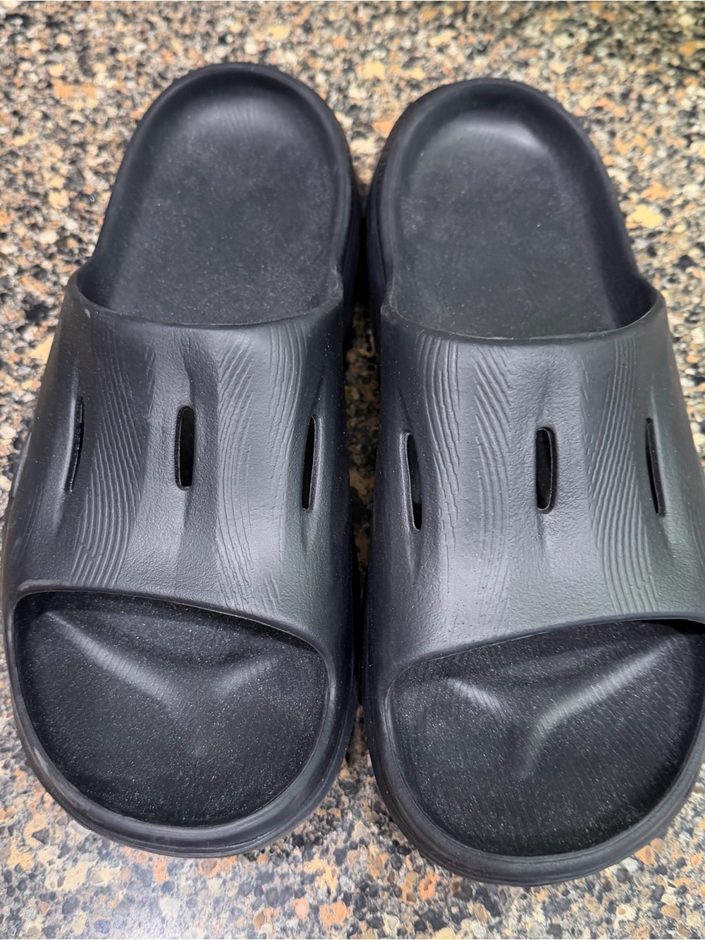 Black Slip-On Foam Slide Sandals